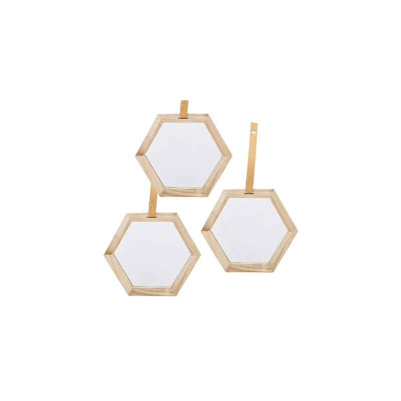 Miroir hexagonal Wike - beige, 3, 10 po x 11 po