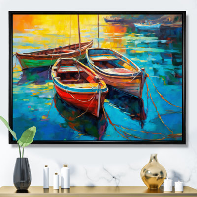 Trois bateaux dans le port I - impression sur toile Coastal Port
