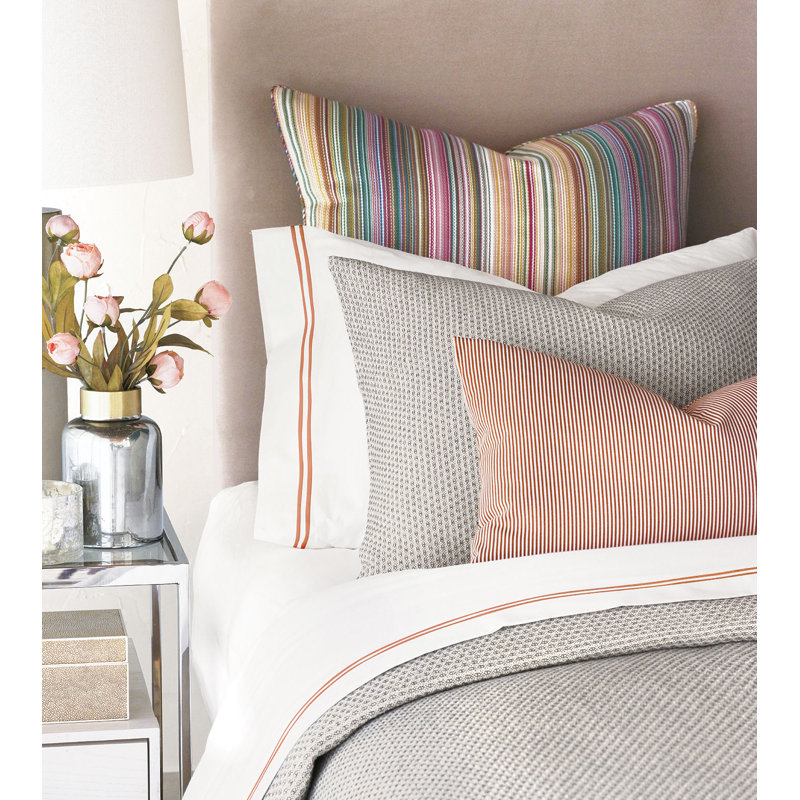 Enzo 100% Cotton Percale Sheet Set, Cal.King Sheet Set + 2 Pillowcases, White/Pear