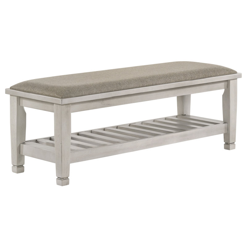 Banc rembourrÃ© Franco avec tablette, blanc vieilli