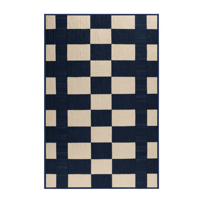 Machine Washable Checkered Gray Area Rug