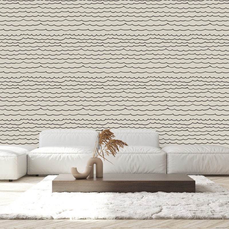 Black Waves Wallpaper Chevron Tile