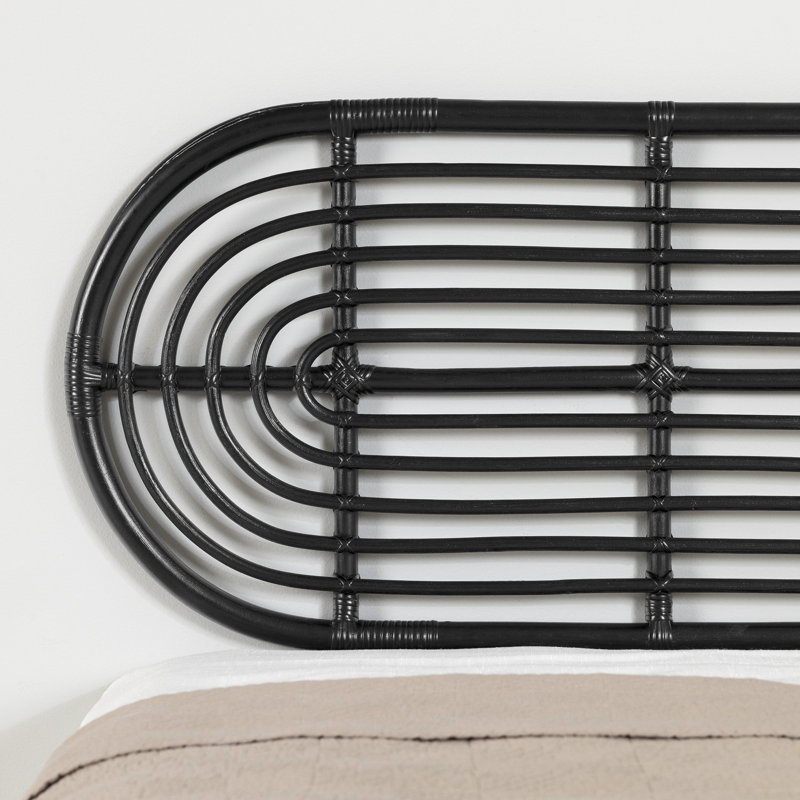 Full Black Rattan Panel Headboard