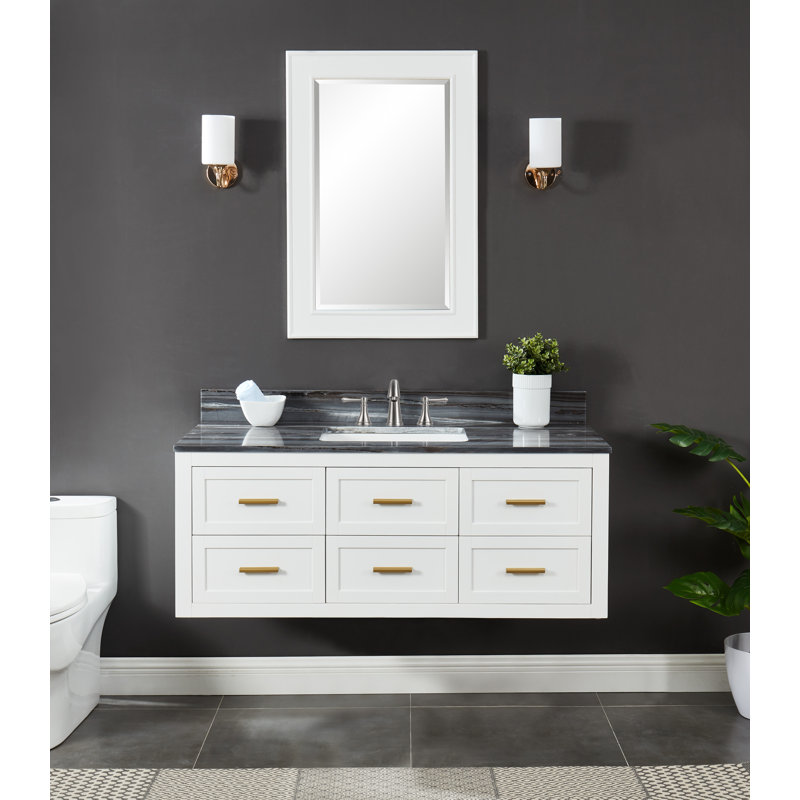 Ralph 48" Wall Mounted Vanity with Palissandro Blue Marble Top, Pre Assembled