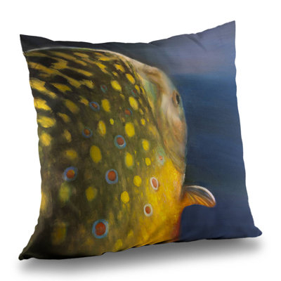 Golden trout fish throw pillow | Marine – Poly Twill Throw Pillow with Insert, Double-Sided Print