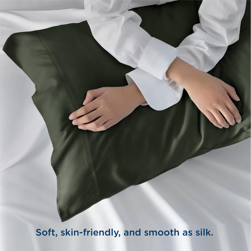 Rayon from Bamboo Pillowcase with Envelope Closure, Olive Green, Standard Pillowcase