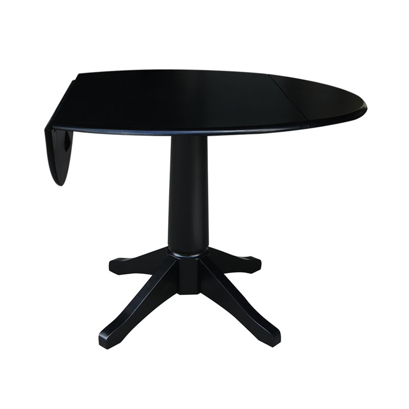 Extendable Round Solid Wood Dining Table, Black / Black