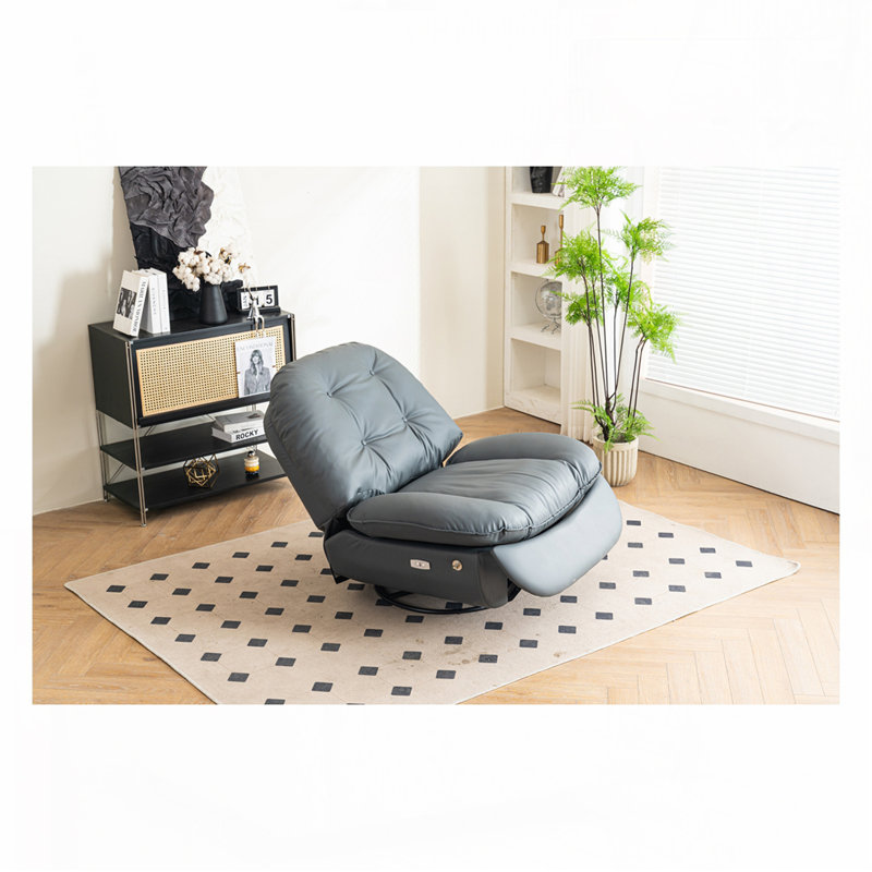 Power Recliner Swivel Glider USB Charger With Bluetooth Music Player, Dark Gray