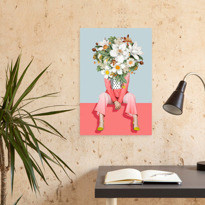Art mural fleuri au printemps contemporain, H 24 po x l 16 po