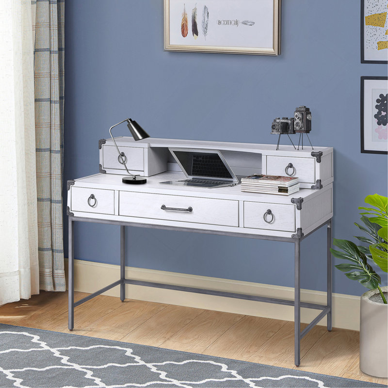 Bureau d'écriture gris et gris acier
