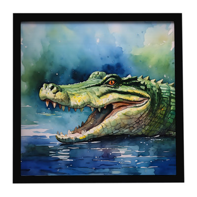 Crocodile, reproduction métallique encadrée