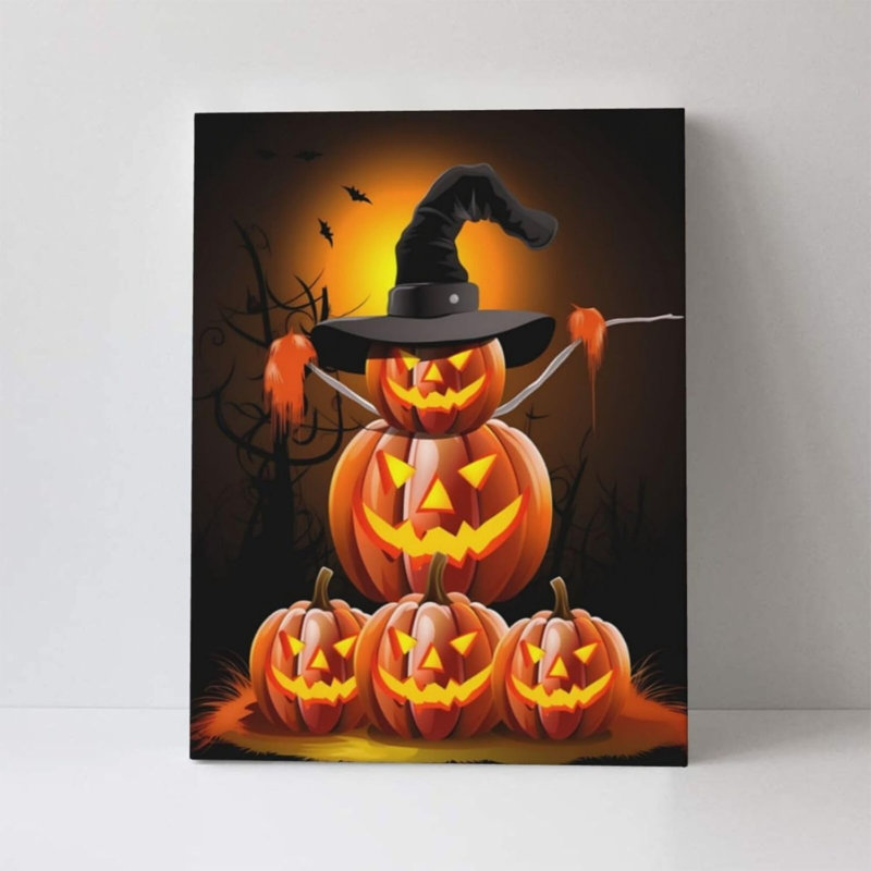 Drôle de citrouilles, art mural non encadré 12 po x 16 po