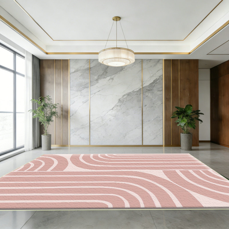 Abstract Washable Rugs 5x7, Soft Pink Rugs for Living Room Bedroom Girls, Ultra-Thin Non-Shedding Modern Throw Large Carpet for Dining Room Office(5'x7',Pink)