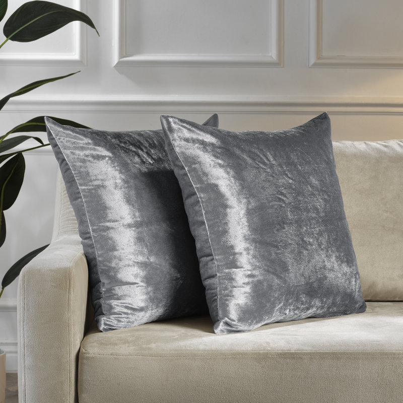 Shiny Velvet Pillow Cover, 12"H x 20"W, Rectangular, Silver