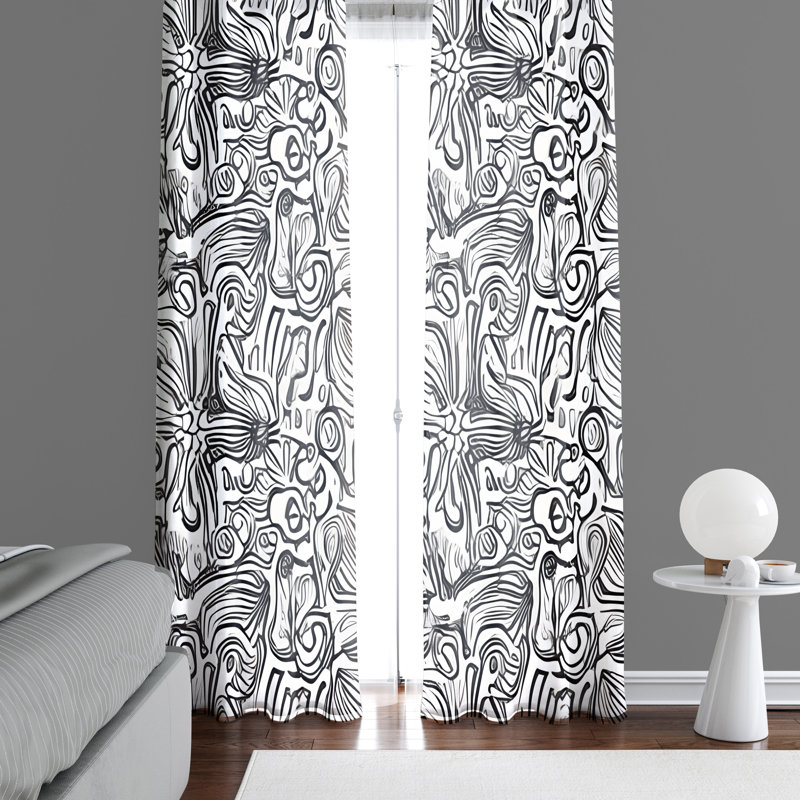 Paire de rideaux semi-transparents en polyester Barbare, L 20 po x L 82 po