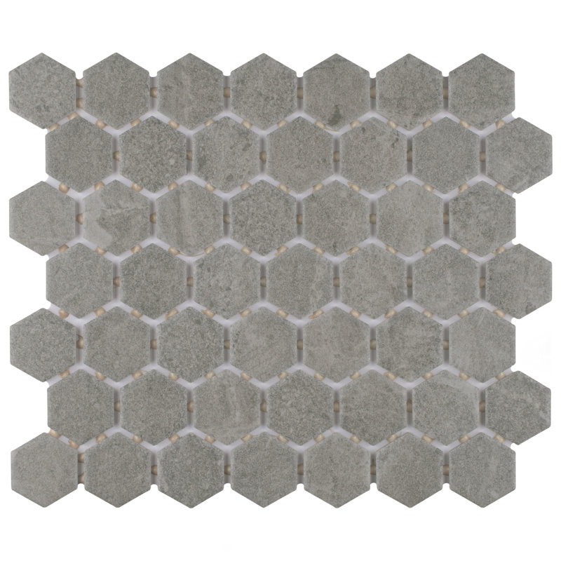 Liverpool Series 1" x 1" Ceramic Honeycomb Mosaic Wall & Floor Tile, Light Gray