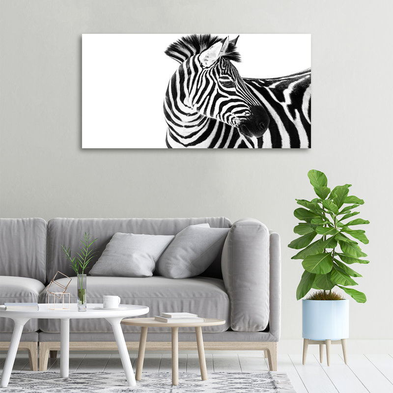 Zebra In The Snow - No Frame Print on Canvas