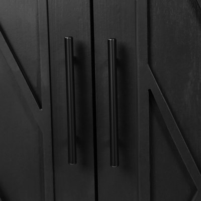 Armoire d'appoint de style campagnard moderne de 60 pouces avec 4 portes, tablette réglable et tableau écologique sans peinture pour un rangement polyvalent et une présentation élégante