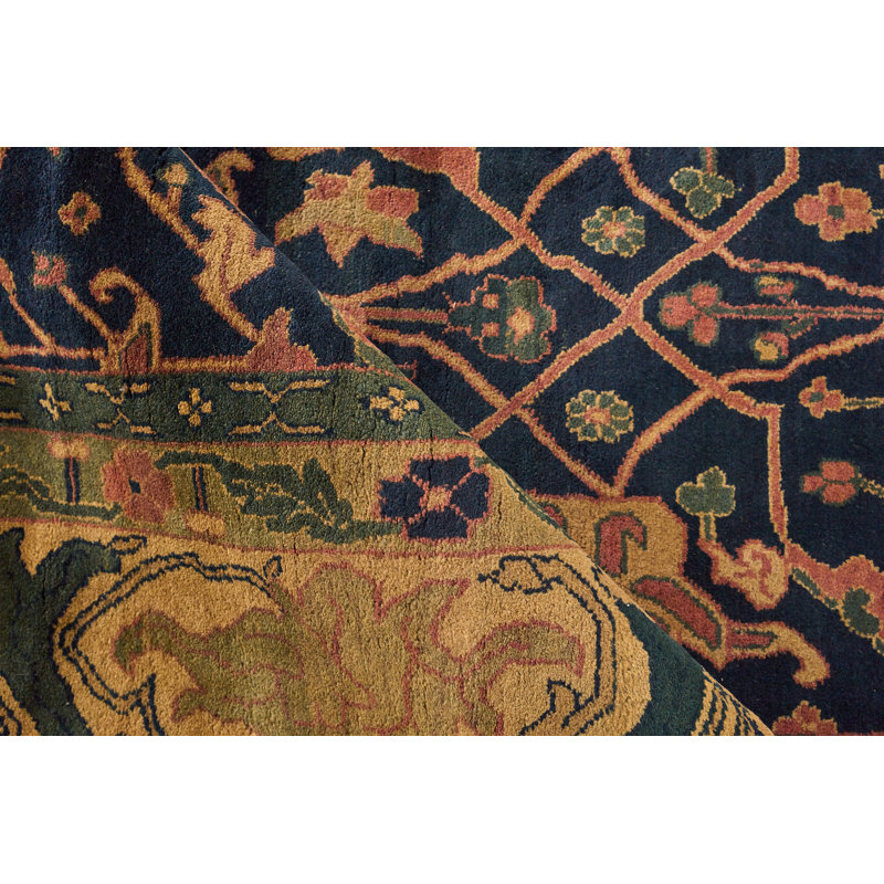 Hand-Knotted Blue Wool Rectangular Area Rug 11'6" x 18'