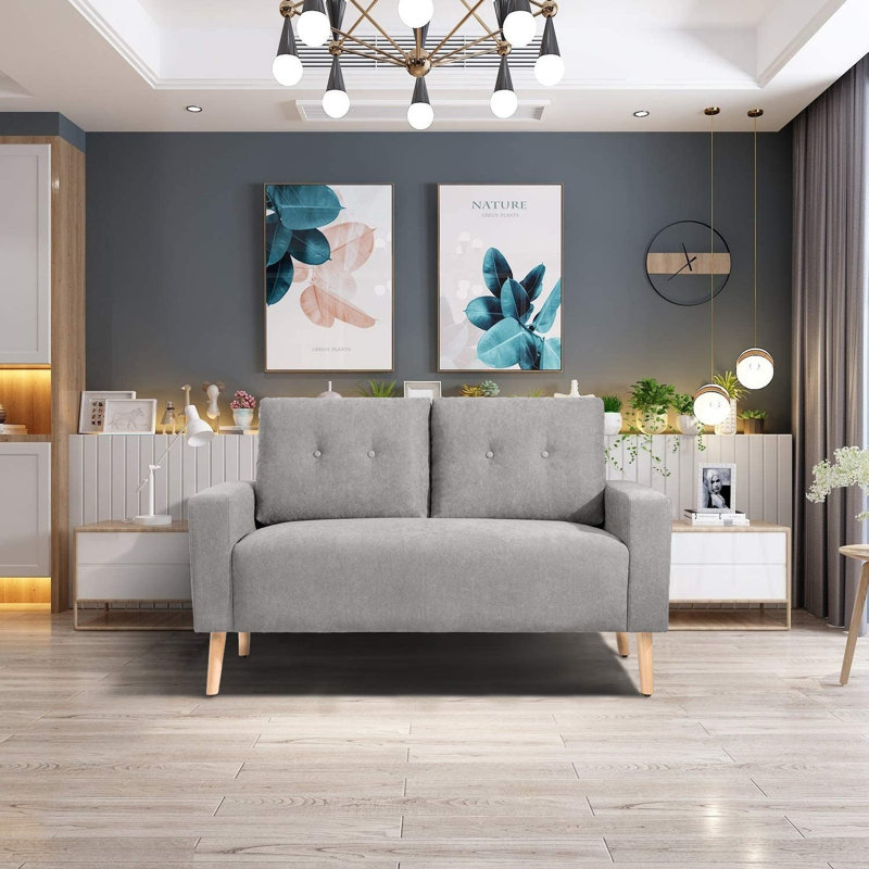 Upholstered 56.3'' Sofa, Gray Microfiber/Microsuede