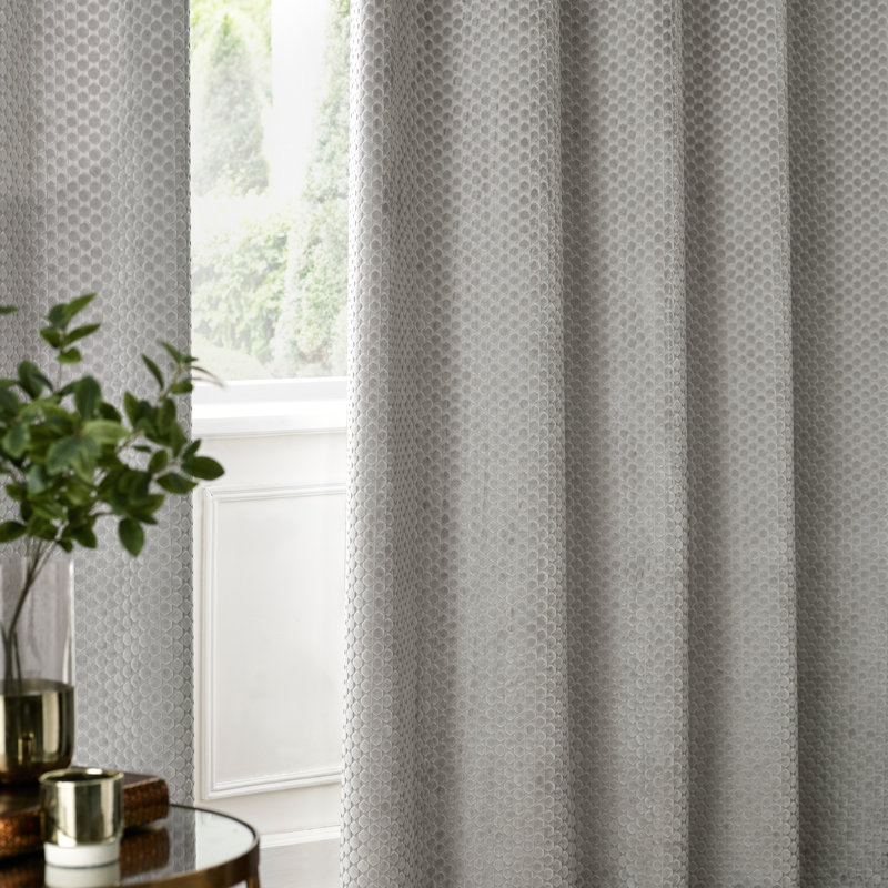 Neptune Room Darkening Curtain Pair, Silver, 229cm Width x 137cm Drop