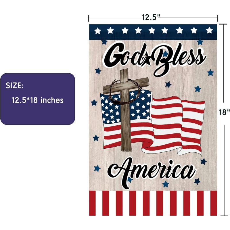 Drapeau de jardin en polyester 12 po x 18 po Gurneet