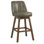 Tabouret de bar rotatif à hauteur ajustable Sonny en similicuir avec finition en bois brun