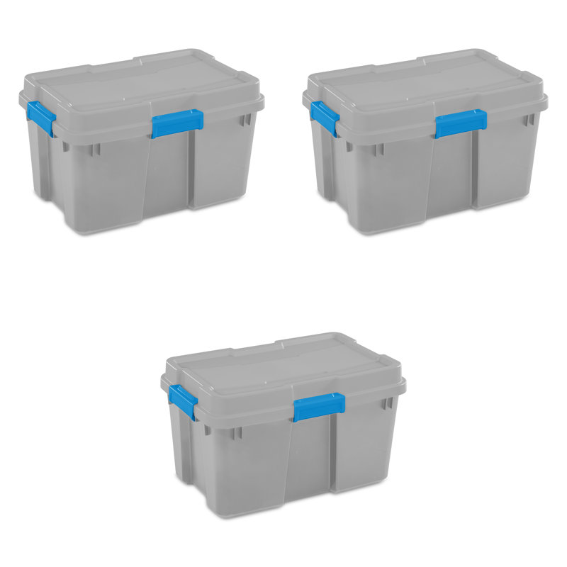 Bac à joints de 30 gallons, bac à couvercle de rangement empilable, contenant à fermeture étanche, sous-sol organisé