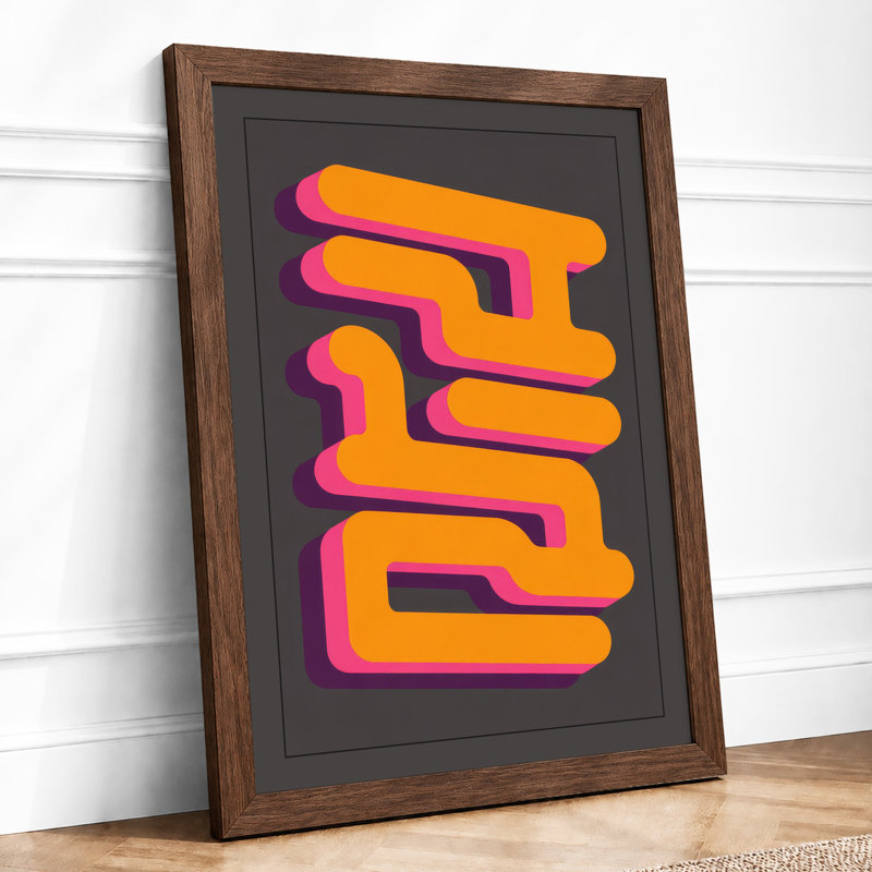 Stacked Rhythm Geometric - Framed Print, Walnut, A3 - 42.0 x 29.7 cm