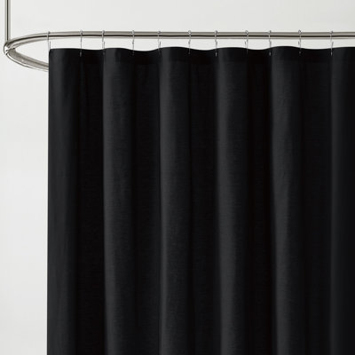 Ebern Designs Solid Cotton Percale Shower Curtain