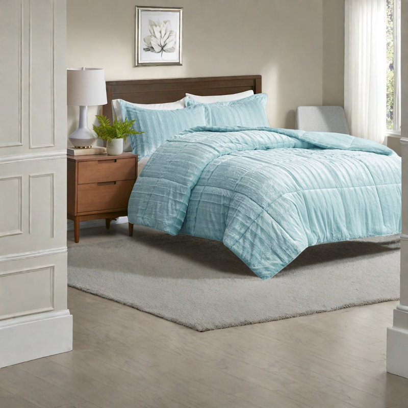 Ensembles de literie luxueux en fausse fourrure, édredon en polyester pour maison contemporaine