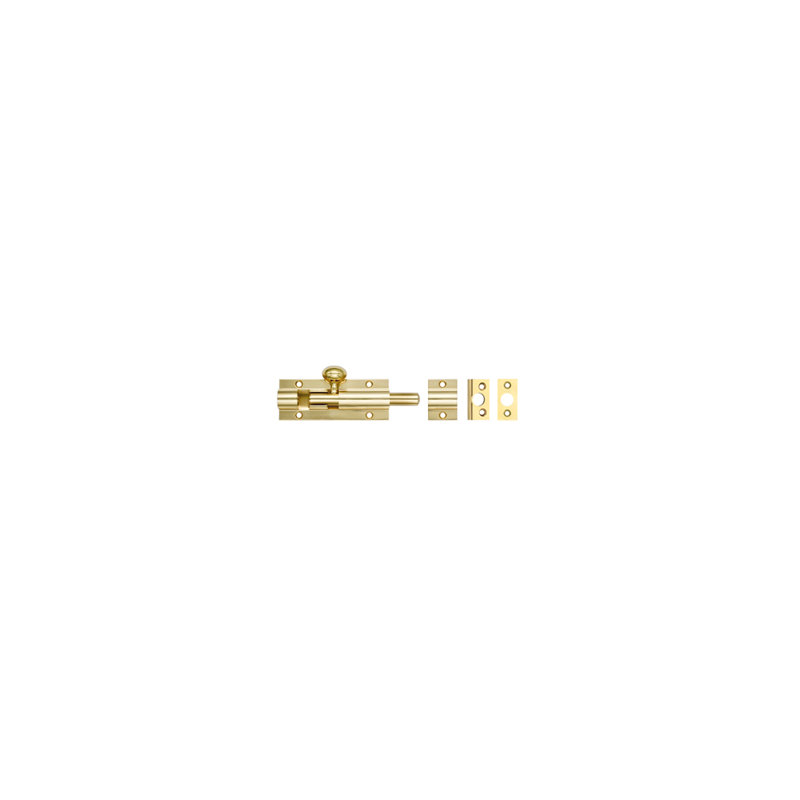 Architectural Barrel Bolt, Polished Brass