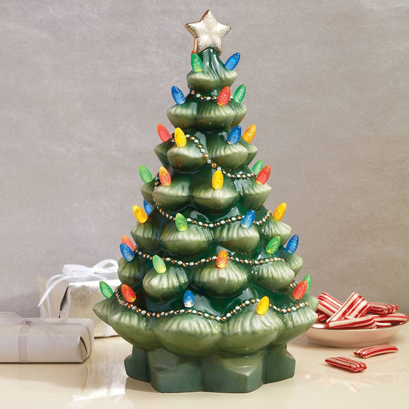 Treasured Traditions Light-Up Tree Figurine, Green