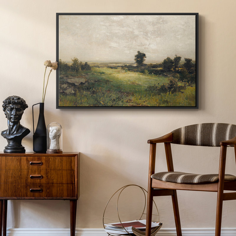 Paysage rétro - DCLXV, Toile avec cadre flottant noir, H 25 po x l 17 po x P 1,5 po