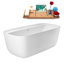 67" Streamline Soaking Glossy White Freestanding Tub and Tray With Internal Drain-101412941
