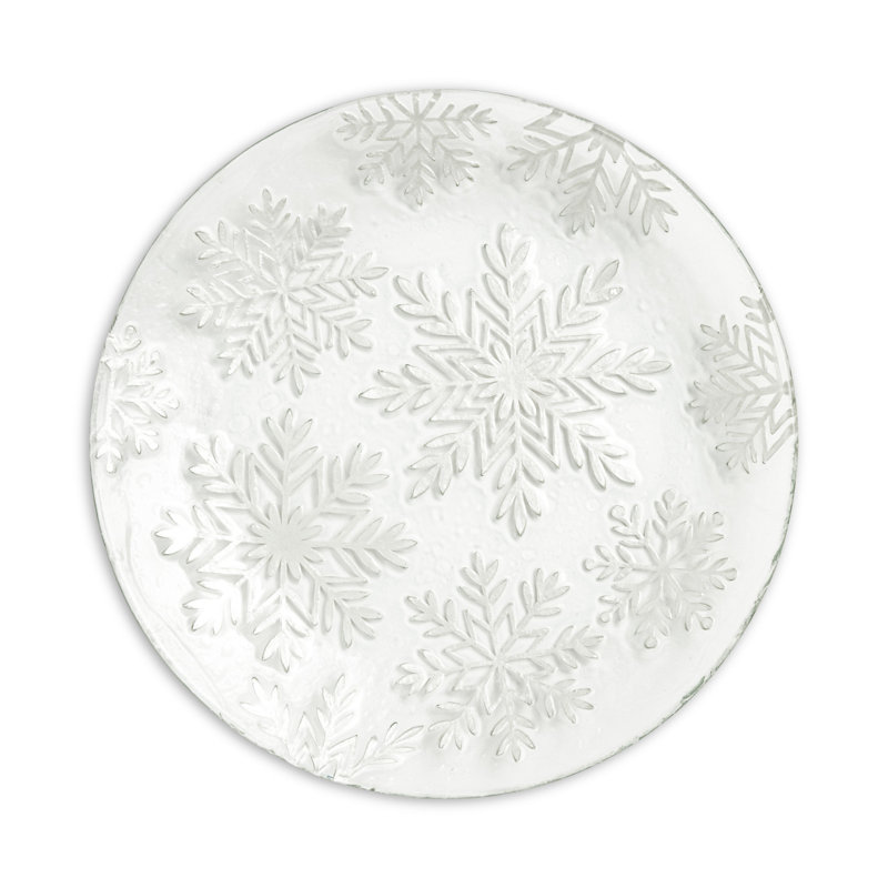 Round Glass Snowflake Embossed Plate