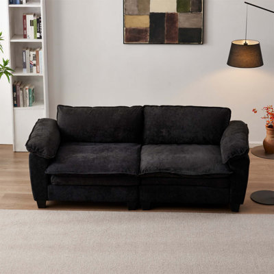 Grand canapé luxueux avec causeuse en chenille de Living Living Furniture