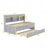 Twin Size Wooden Captain Bed With Built-In Bookshelves