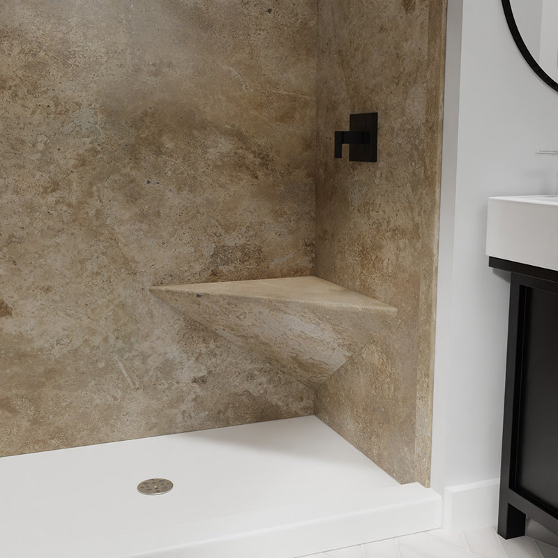Siège d'angle flottant FlexTtone de 27 po en travertin moka, Travertin moka