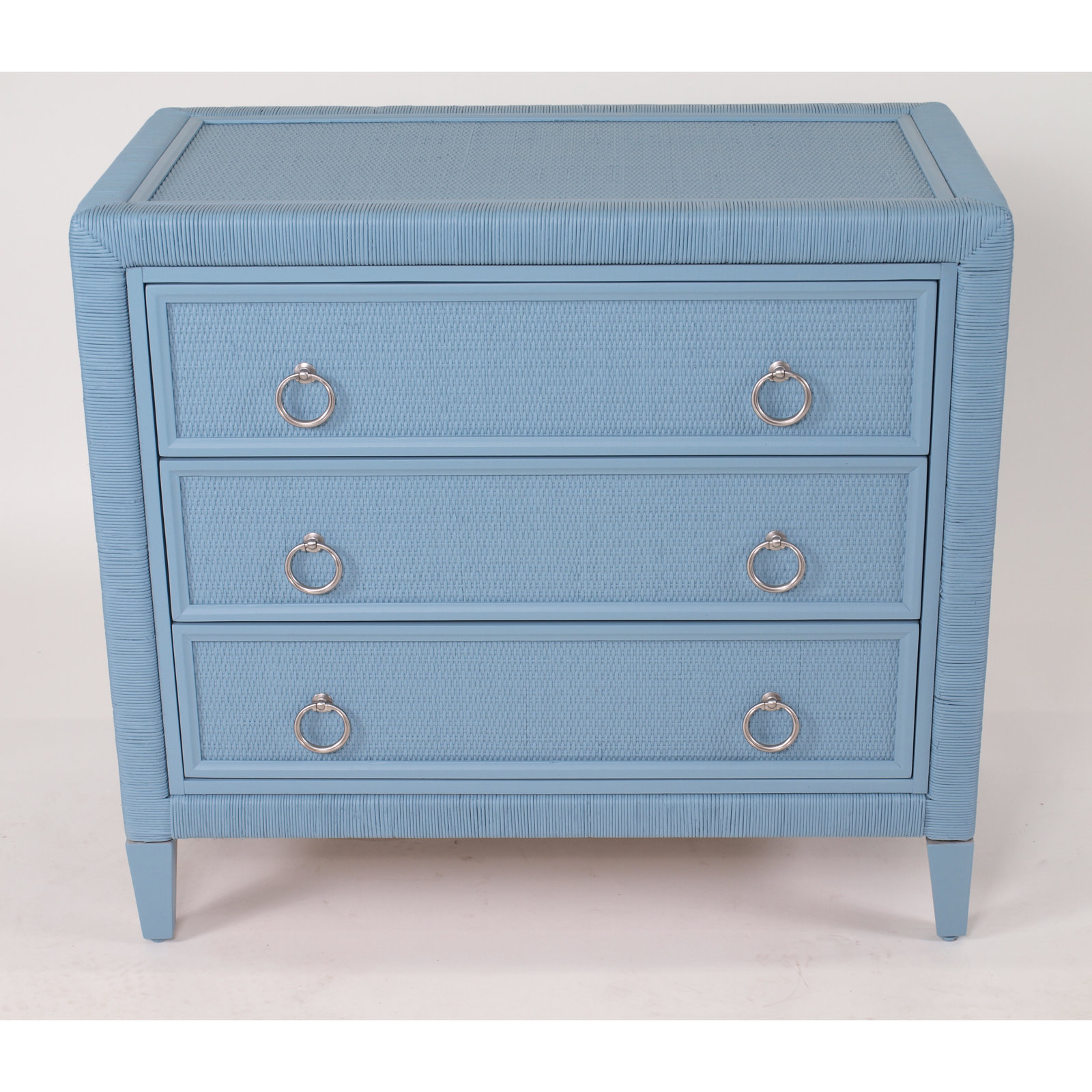 Warwick 3-Drawer Wicker Chest, Satin Nickel, Pacific