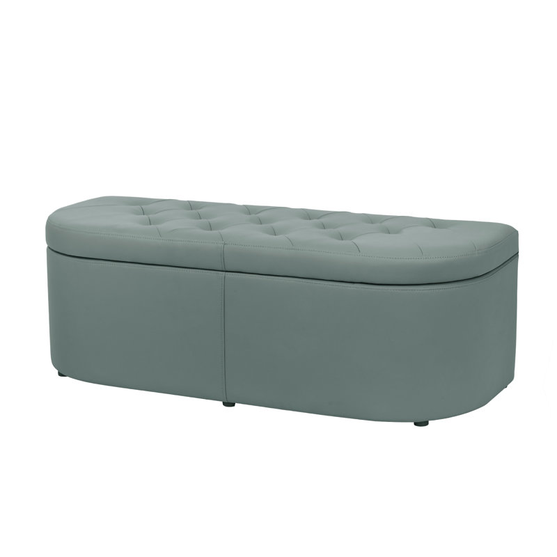 Khyrin Faux Leather Upholstered Storage Bench, Reddish Brown