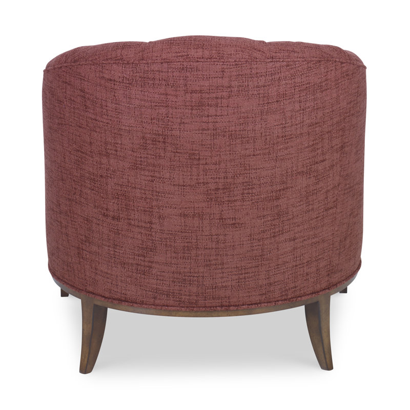 Calvert Barrel Chair, American Walnut, Antique Brass Small, Filigree Ivory 100% Polyester