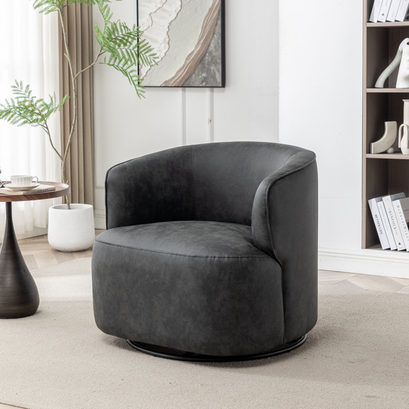 Fauteuil demi-tonneau pivotant de 32 po Tybias, Noir