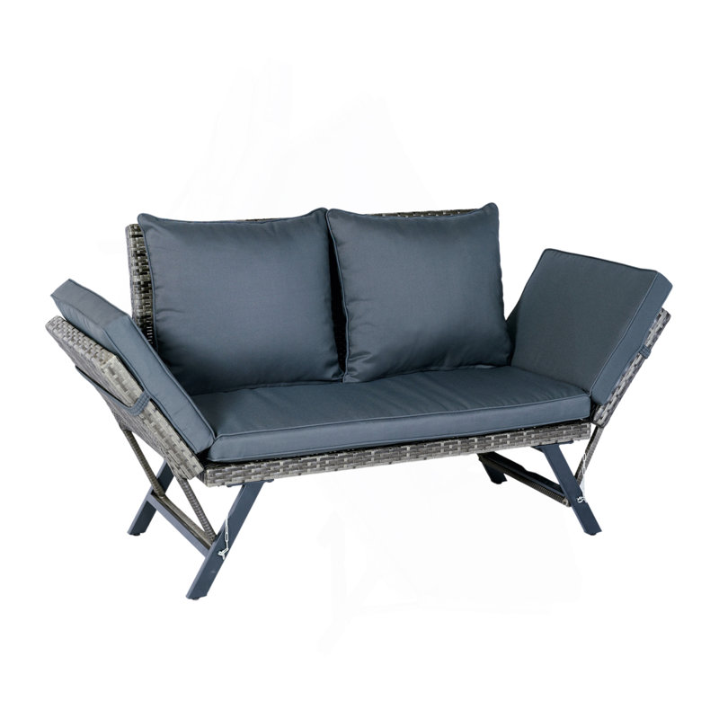 1 banc de conversation pliable en osier pour patio