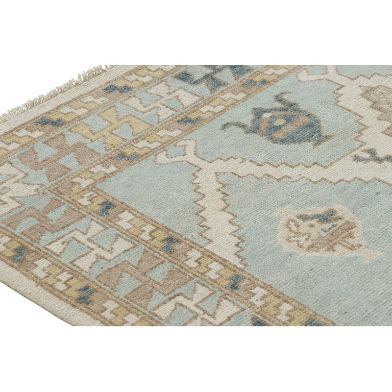 Burano Hand Knotted Wool Geometric Area Rug, Rectangle 4' x 5'