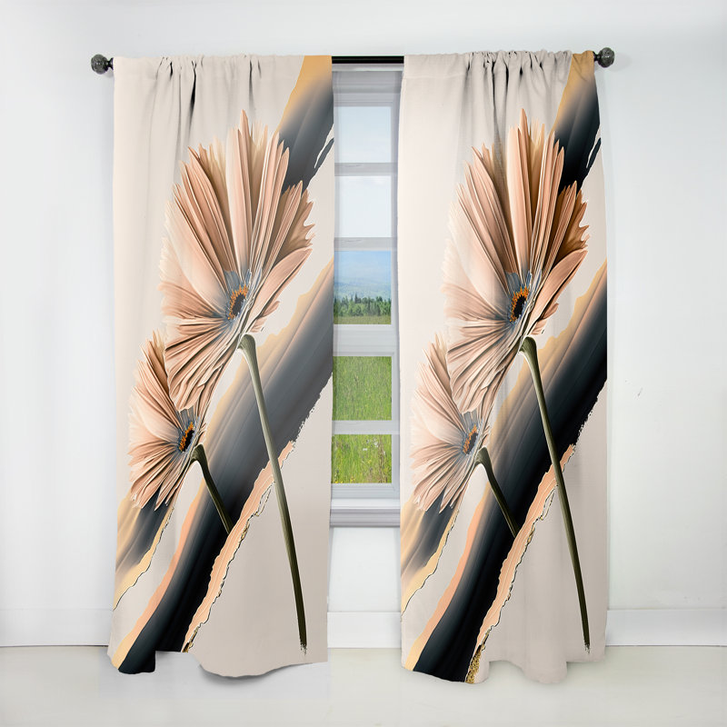 Arras - Hyper Realistic Gerbera Flowers I - Gerbera Curtain - Velvet Room Darkening - 1 panel, 52" W x 120" L