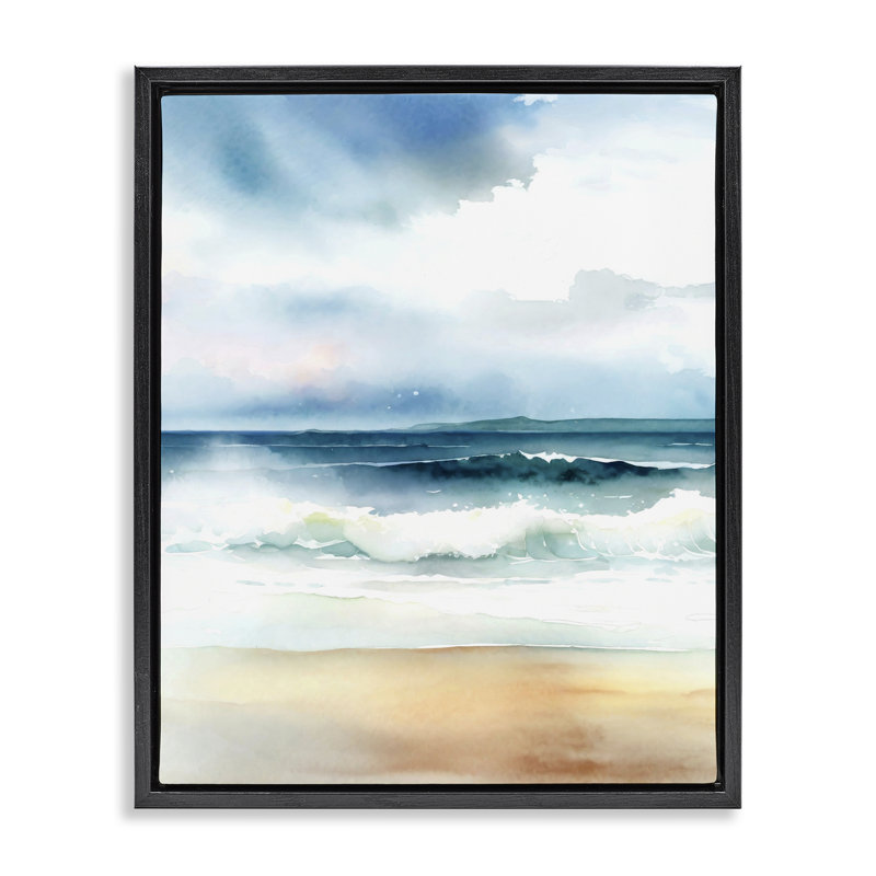 «Rolling Seaside Waves», art mural encadré par Steve Hunziker, Cadre flottant noir de jais, H 21 po x l 17 po