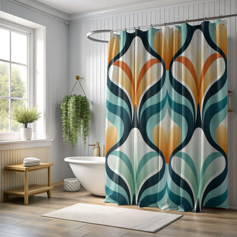 Mixed Elements - Rideau de douche Premium, H 74 po x l 71 po