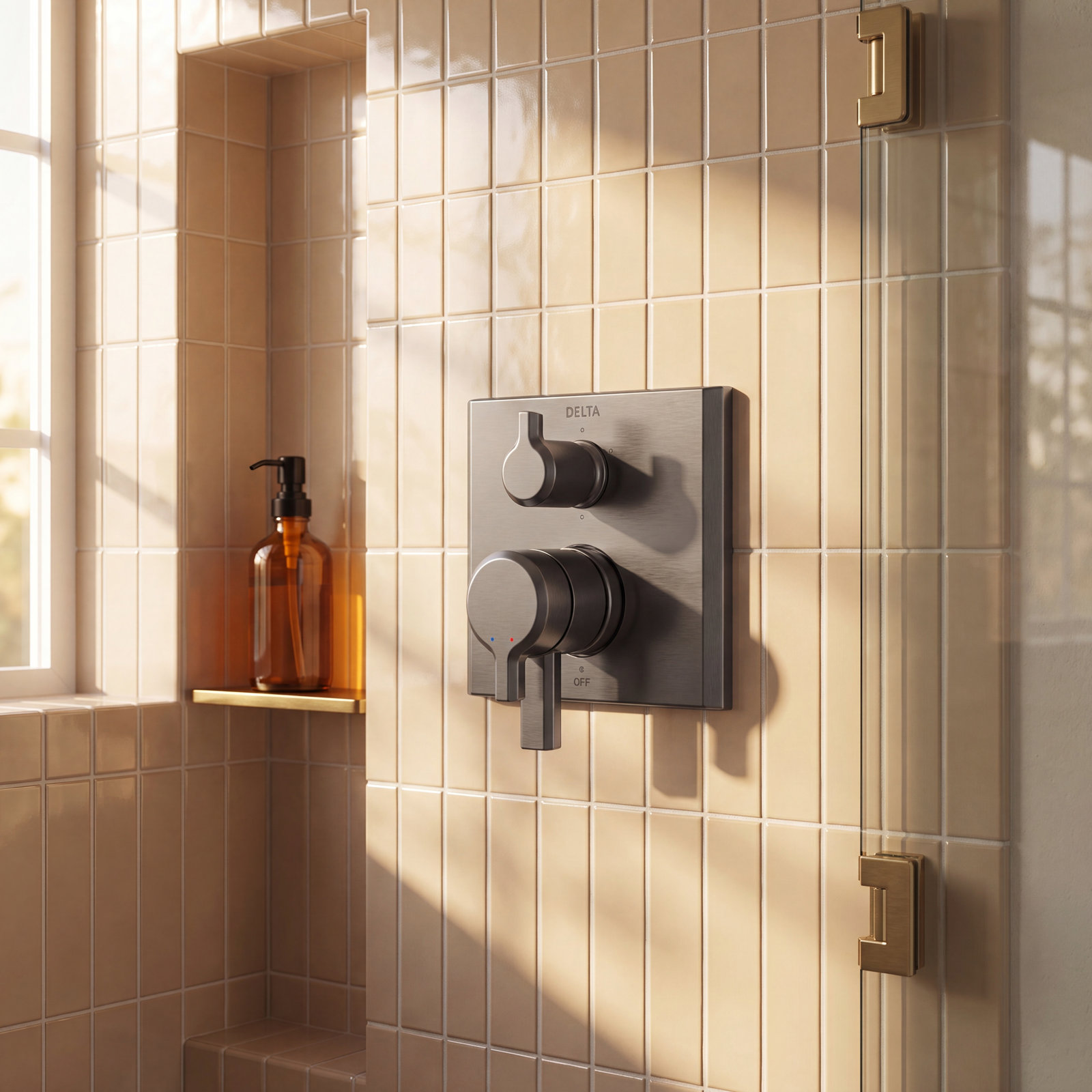 Pivotal 2-Handle Monitor Faucet Trim, Lumicoat Black Stainless