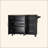 Kitchen Island & Kitchen Cart, Mobile Kitehcn Island With Extensible Rubber Wood Table Top,Adjustable Shelf Inside Cabinet For Different Utensils, 3 Big Drawers, With Spice Rack, Towel Rack, Black-Bee